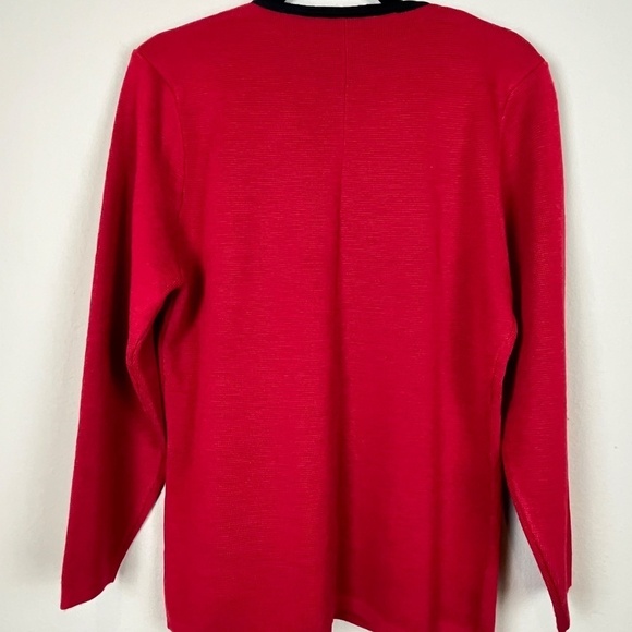 Nicole Summers Red/Black Button Down Sweater Cardigan Gold Buttons; Size S - Picture 8 of 8